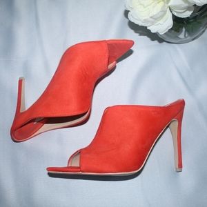 MACKIN J Shoes - Coral Orange Peep toe Mule heels MACKIN J Shoes - Coral Orange Peep toe Mule heels